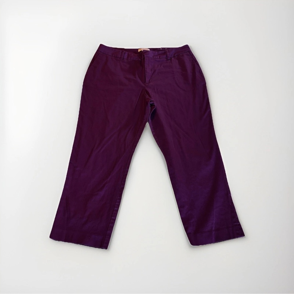 Coldwater Creek Pants Women's 14 Purple Natural Fit Cropped Straight Leg
